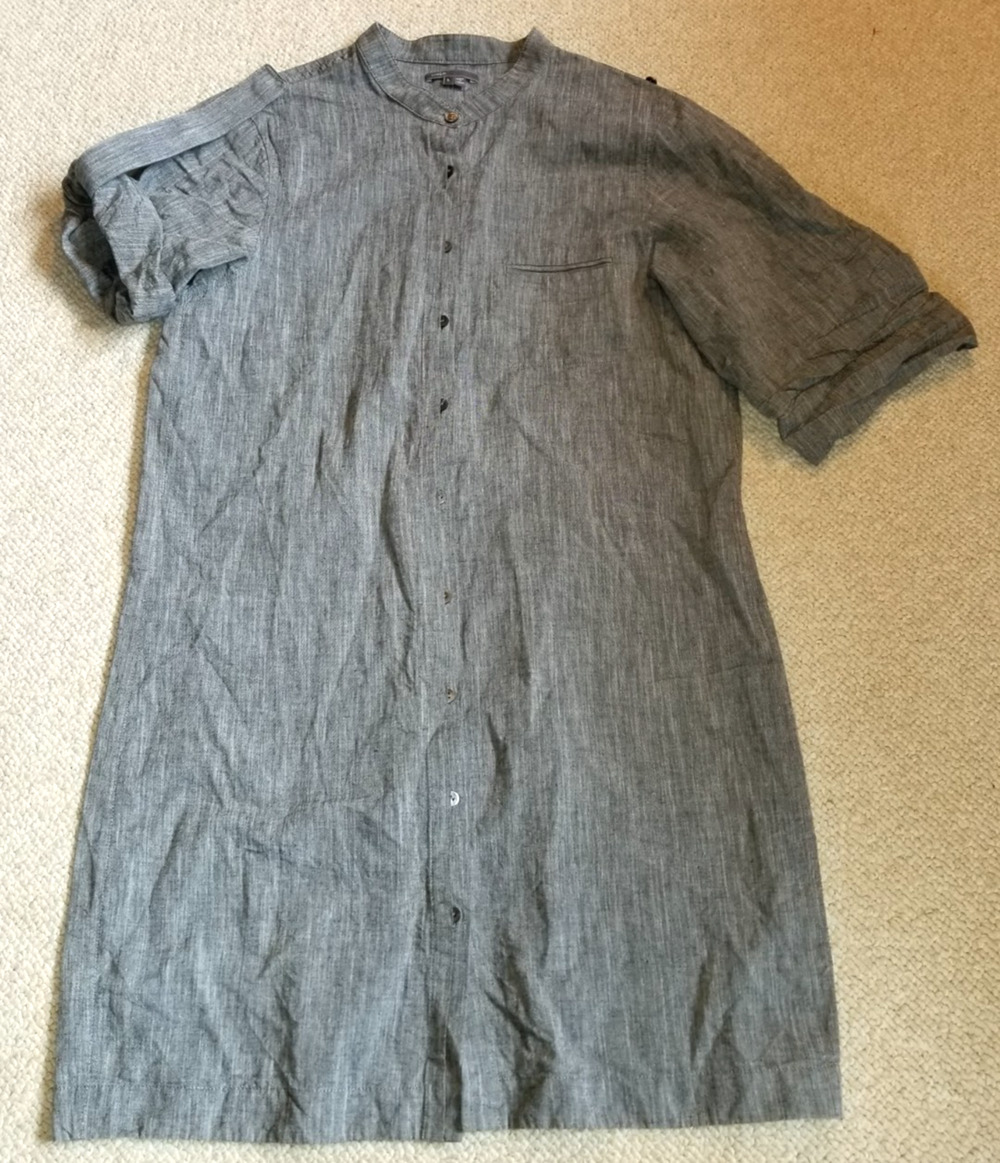 Womens Dress-VINCE-gray tweedy cotton blend shirt dress Classic Capsule-L
